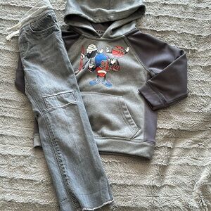 3T  athletic, Works hoodie, Old Navy, relaxed jeans, gray